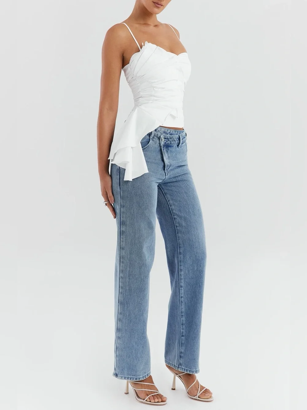 Mistress Rocks White Ruffle Top - Medium - Picture 2 of 7